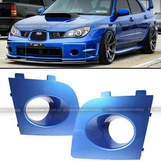 Subaru Impreza WRX 06-07 Pair Blue Painted Fog Light Lamp Bezel Bumper Cover Cap - Autumn Wish Auto Arts
