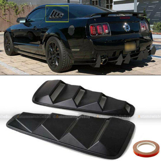 Ford Mustang 05-09 Matte Black ABS 4 Vent 1/4 Quarter Side Window Louver Cover - Autumn Wish Auto Arts