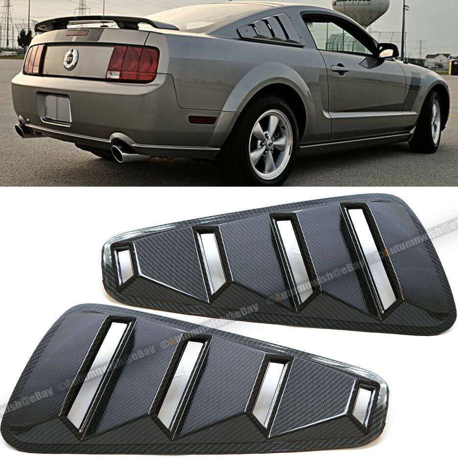 Ford Mustang 05-14 Carbon Painted ABS 4 Vent 1/4 Quarter Side Window Louver Cover - Autumn Wish Auto Arts