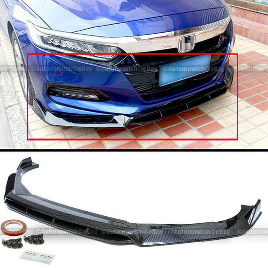 Honda Accord 18-20 4Pcs Carbon Fiber Painted Sport Style Front Bumper Lip Spoiler - Autumn Wish Auto Arts