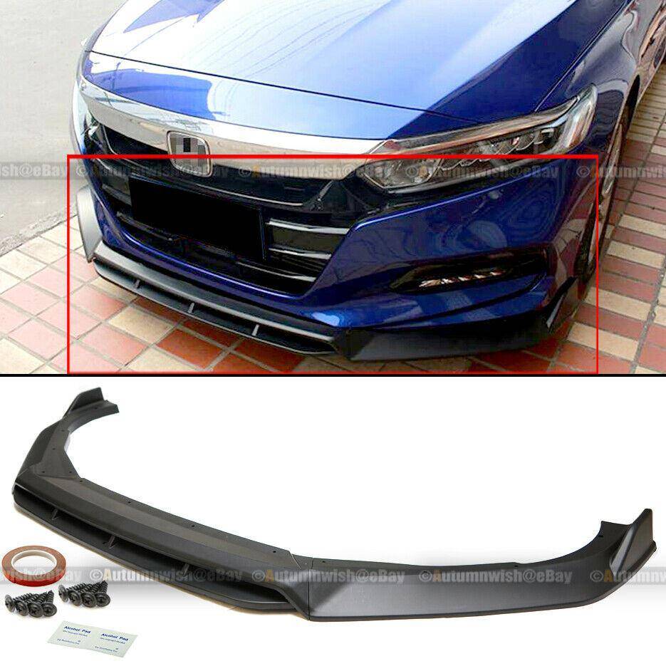 Honda Accord 18-20 4Pcs Matte Black Finish Sport Style Front Bumper Lip Spoiler - Autumn Wish Auto Arts