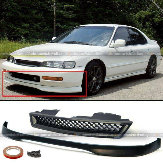 Honda Accord 94-95 2/4DR T-R Style Front Bumper Lip JDM Glossy Black Mesh Grille - Autumn Wish Auto Arts