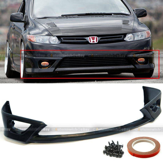 Honda Civic 06-08 2Dr Coupe HF-P Style Unpainted Front Bumper Lip Body Kit Add On - Autumn Wish Auto Arts