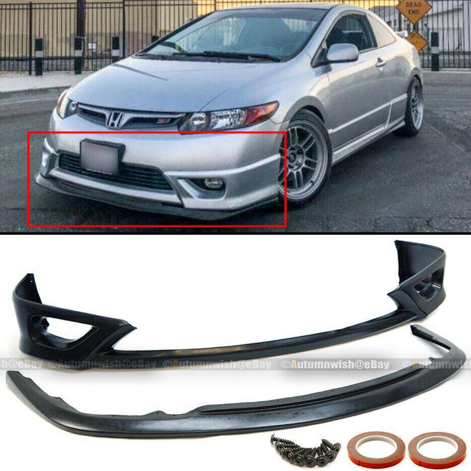 Honda Civic 06-08 2Dr Coupe HF-P Style Upper & Lower Unpainted Front Bumper Lip - Autumn Wish Auto Arts