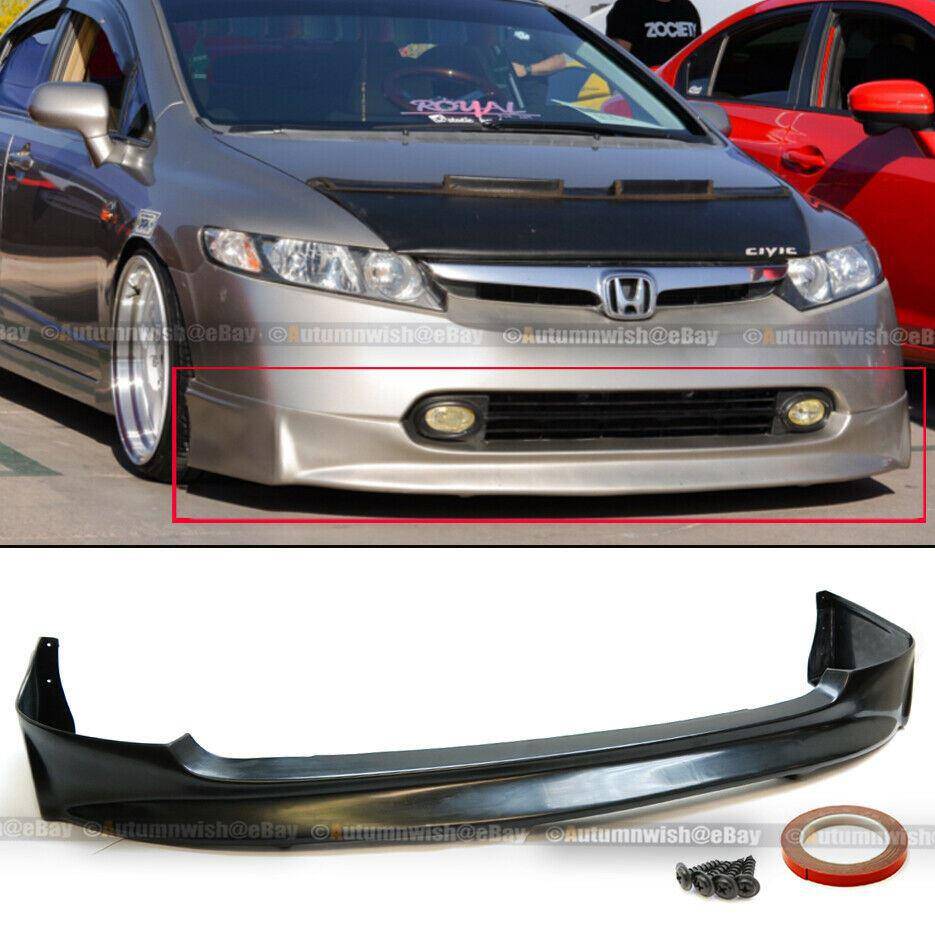 Honda Civic 06-08 4 Dr Sedan Mugen Style PU Front Bumper Lip Spoiler Body Kit - Autumn Wish Auto Arts