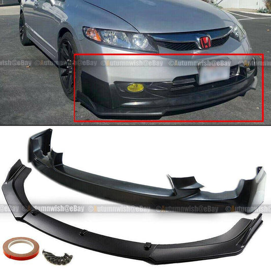 Honda Civic 09-11 4Dr Sedan Mugen Style Upper CS Lower Front Bumper Lip Spoiler - Autumn Wish Auto Arts