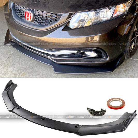 Honda Civic 13-15 4Dr Sedan JDM CS Style 3 PCS Matte Front Bumper Lip Kit Spoiler - Autumn Wish Auto Arts