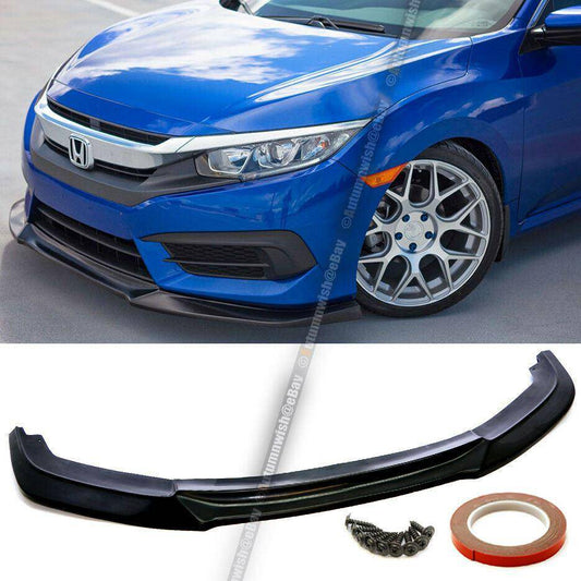 Honda Civic 16-18 2/4DR Unpainted 1 Piece Front Bumper Lip Body Kit Lower Spoiler - Autumn Wish Auto Arts