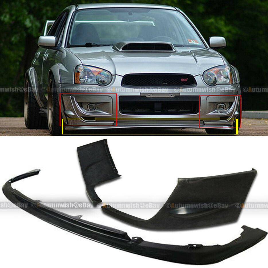 Subaru Impreza WRX 04-05 2 PCS STI Style Side Cap & V Limited Front Bumper Chin Lip Spoiler - Autumn Wish Auto Arts