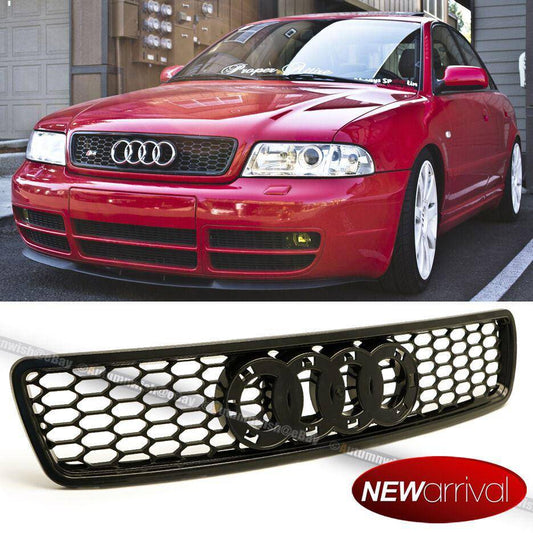 Audi A4 S4 96-01 B5 Euro RS4 Style Black ABS Honeycomb Semi Glossy Grill Grille - Autumn Wish Auto Arts
