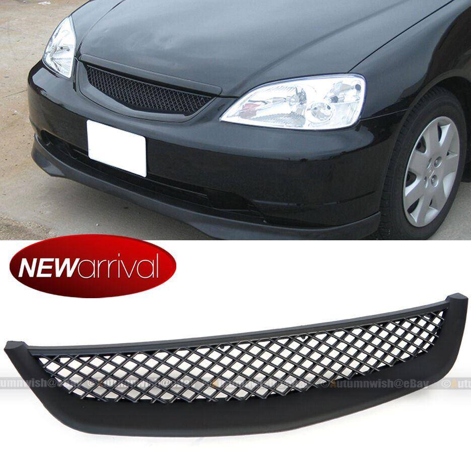 Honda Civic 01-03 2dr 4dr JDM T-R style ABS Matte Mesh Front Hood Grill Grille - Autumn Wish Auto Arts