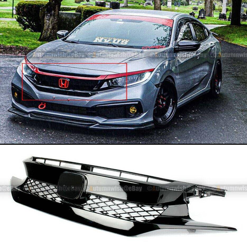 Honda Civic 19-20 2/4DR LX EX Sport Touring Type R Style Gloss Black Bumper Grille - Autumn Wish Auto Arts
