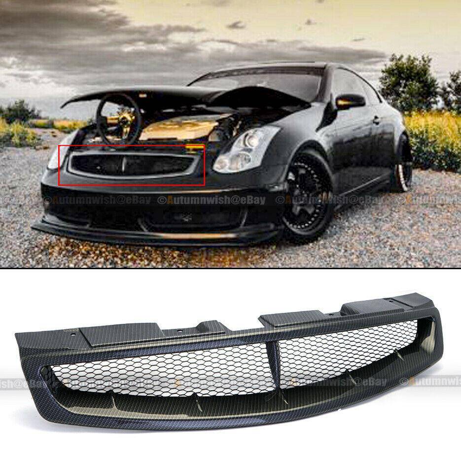 Infiniti G35 03-07 2DR Coupe Badgeless JDM Carbon Painted Bumper Hood Mesh Grille - Autumn Wish Auto Arts