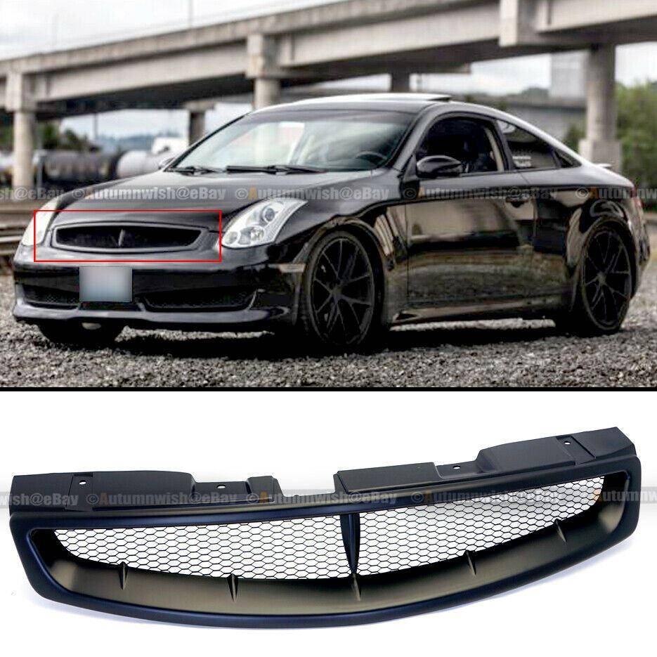 Infiniti G35 03-07 2DR Coupe V35 Badgeless JDM Matte Black Bumper Hood Mesh Grille - Autumn Wish Auto Arts