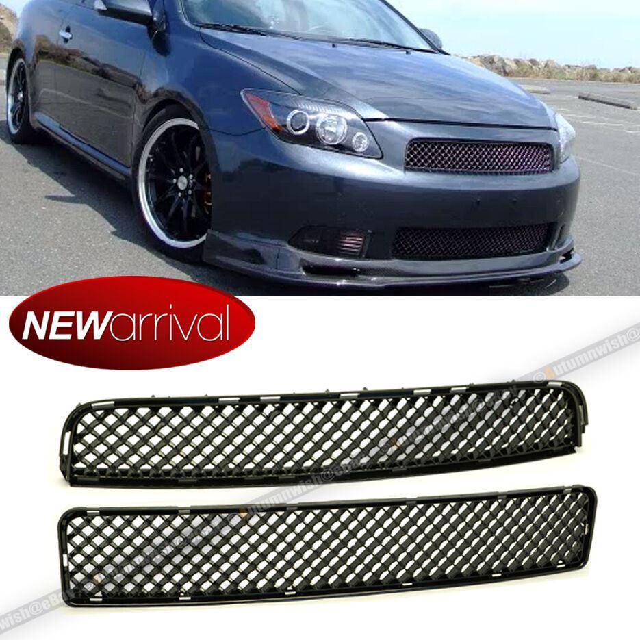 Scion tC 05 -10 Upper Lower Badgeless ABS Black JDM VIP Mesh Grill Grille - Autumn Wish Auto Arts