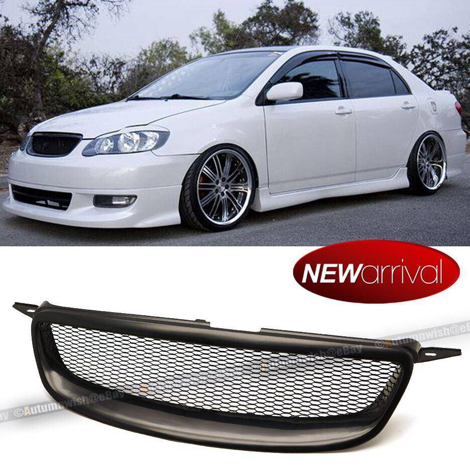 Toyota Corolla 03-07 ABS Glossy Black Metal Mesh Front Hood Grill Grille - Autumn Wish Auto Arts