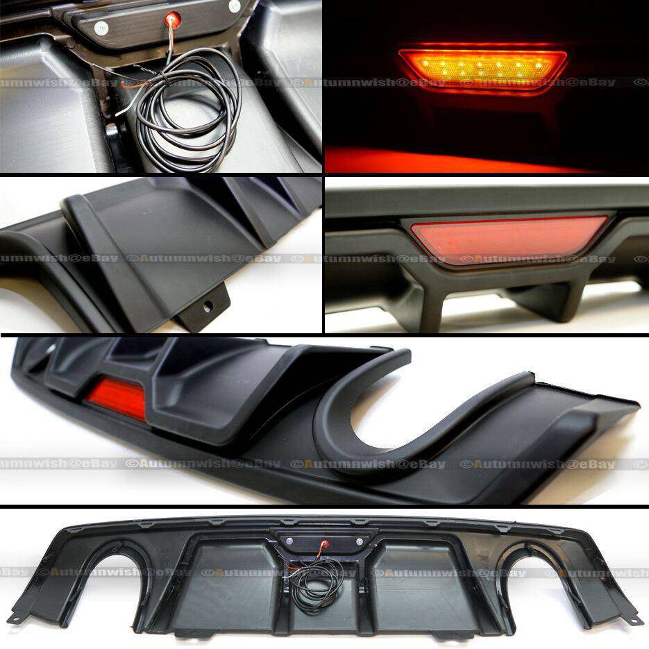 Honda Civic Fits 16-18 4DR Rear Bumper Diffuser Lip W/LED 3rd Brake Light Lamp - Autumn Wish Auto Arts