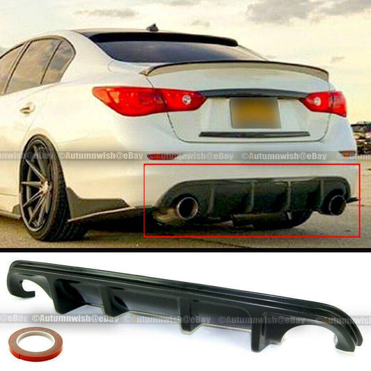 Infiniti Q50 14-17 AQ Style JDM Sport Rear Bumper Lip Spoiler Diffuser Splitter Black - Autumn Wish Auto Arts