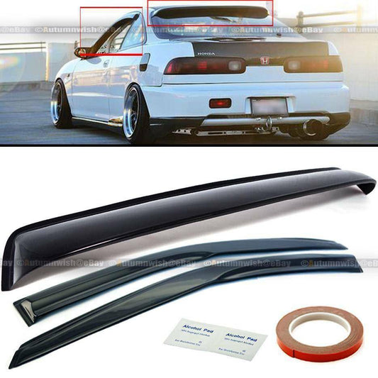 Acura Integra 94-01 3rd Generation DC Window visors & Rear Windshield Roof Visor Combo - Autumn Wish Auto Arts