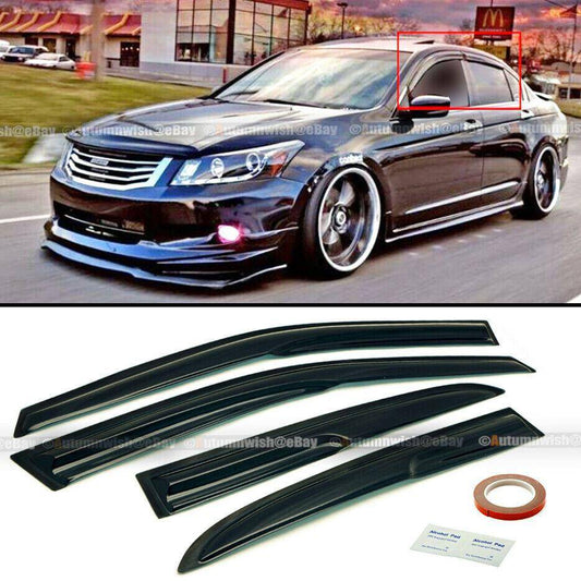 Honda Accord 08-12 JDM Wavy Mugen Style 4 Pcs Tinted Window Visor Guard Vent - Autumn Wish Auto Arts