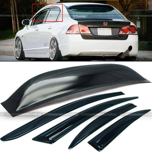 Honda Civic 06-11 4DR Sedan Mugen Style Wavy Window Visor + Rear Roof Visor - Autumn Wish Auto Arts