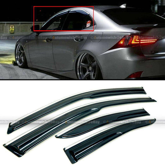 Lexus IS250 IS350 IS200 14-19 Chrome Trim Mugen Style Wavy Window Visor Vent Guard - Autumn Wish Auto Arts