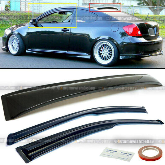 Scion tC 05-10 Coupe Mugen Style 3D Wavy Window Visor + Rear Roof Visor - Autumn Wish Auto Arts