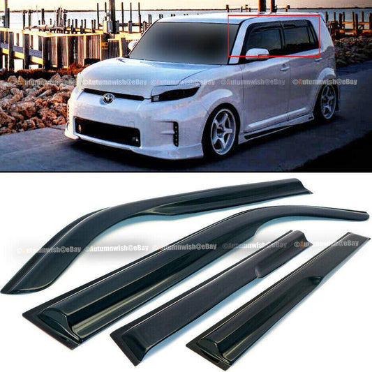 Scion xB 08-15 JDM Mugen Style 3D Wavy Black Tinted Window Visor Guard Vent - Autumn Wish Auto Arts