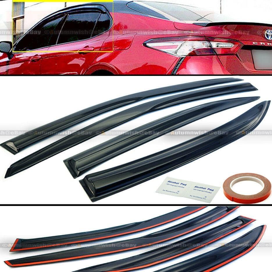 Toyota Camry 18-20 Sport Mugen Style 3D Wavy Black Tinted Window Visor Vent - Autumn Wish Auto Arts
