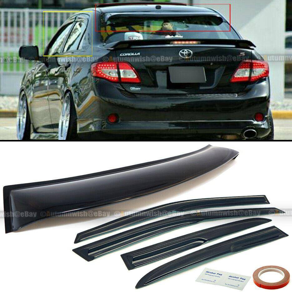 Toyota Corolla 09-13 4 Pieces Window & Rear Window Roof Visor Spoiler Combo - Autumn Wish Auto Arts