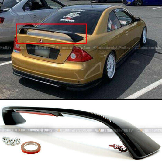 Honda Civic 01-05 2DR Glossy Black Trunk Spoiler Wing LED Brake Light Lamp - Autumn Wish Auto Arts