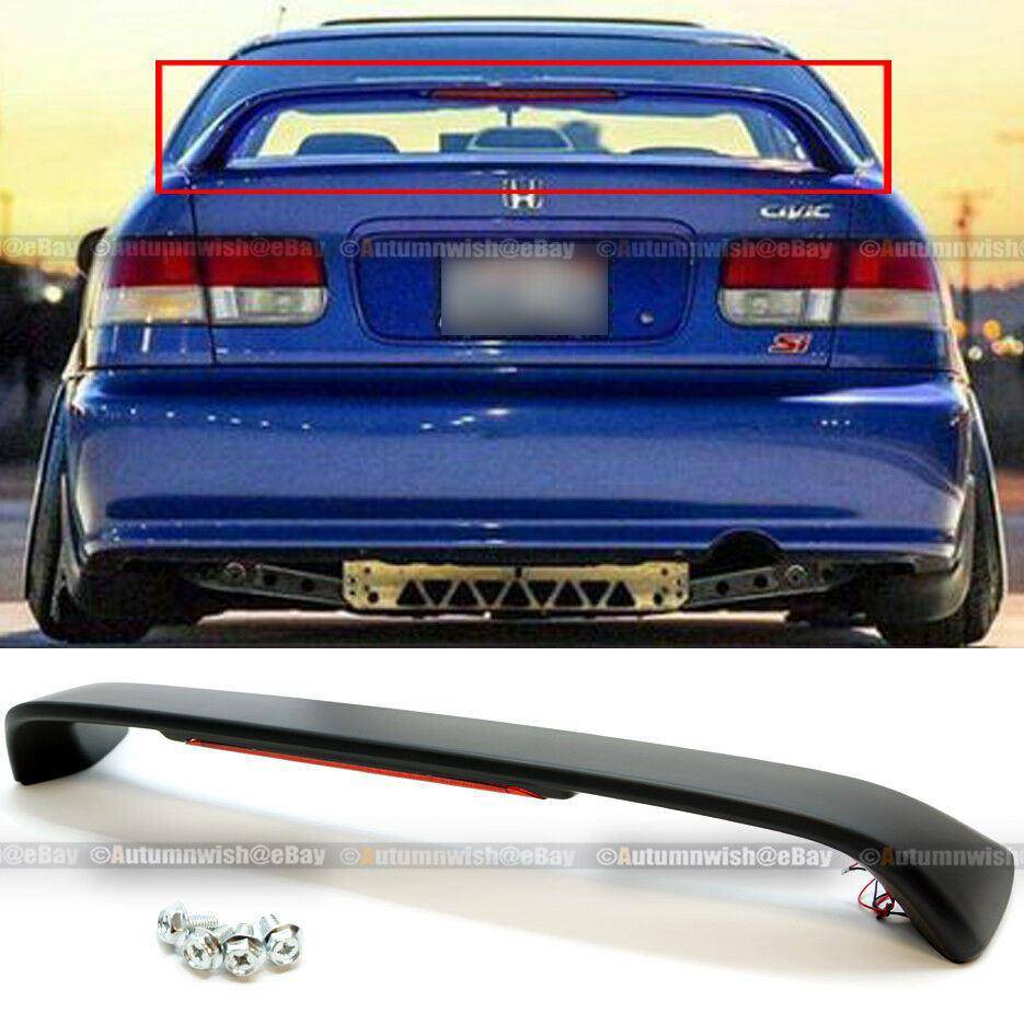 Honda Civic 96-00 2DR Primed Black Trunk Spoiler Wing LED Brake Light Lamp - Autumn Wish Auto Arts