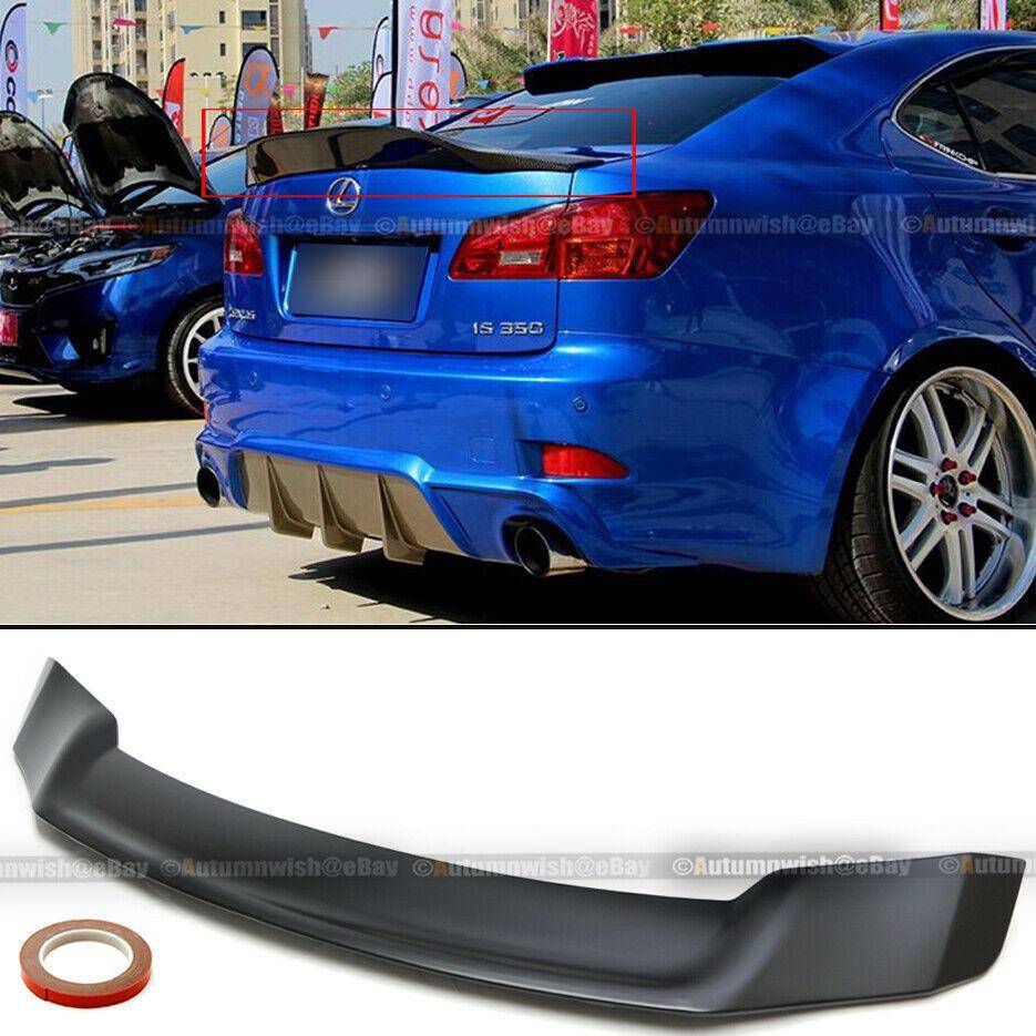 Lexus IS250 IS350 ISF 06-12 JDM Duckbill High kick V2 Unpainted BLK Trunk Wing Spoiler - Autumn Wish Auto Arts