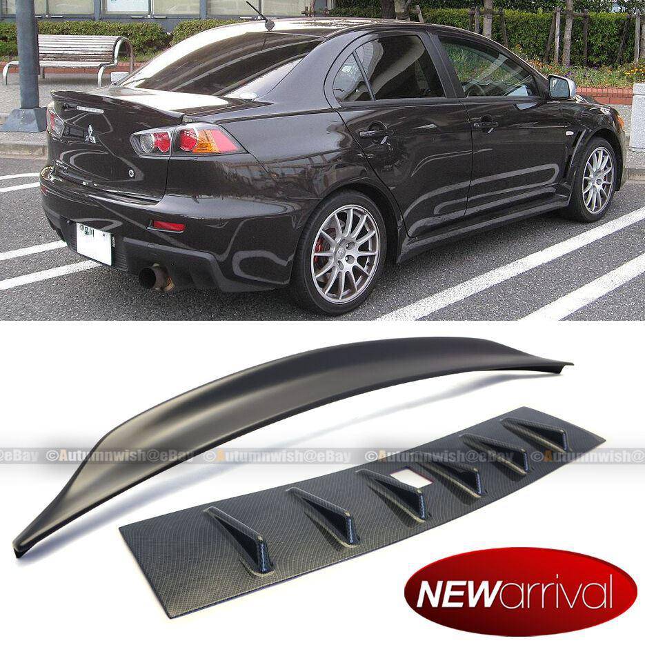 Mitsubishi Lancer 08-15 Carbon Painted Vortex Generator Roof Wing & Trunk Spoiler Combo - Autumn Wish Auto Arts